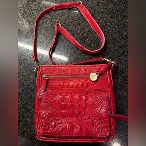 Brahmin Jody slim red Crocodile Embossed Crossbody Bag